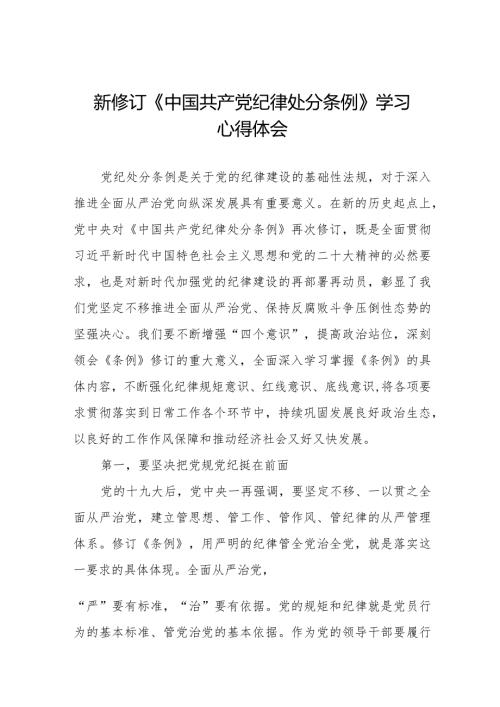 2024版中国共产党纪律处分条例心得感悟二十篇.docx