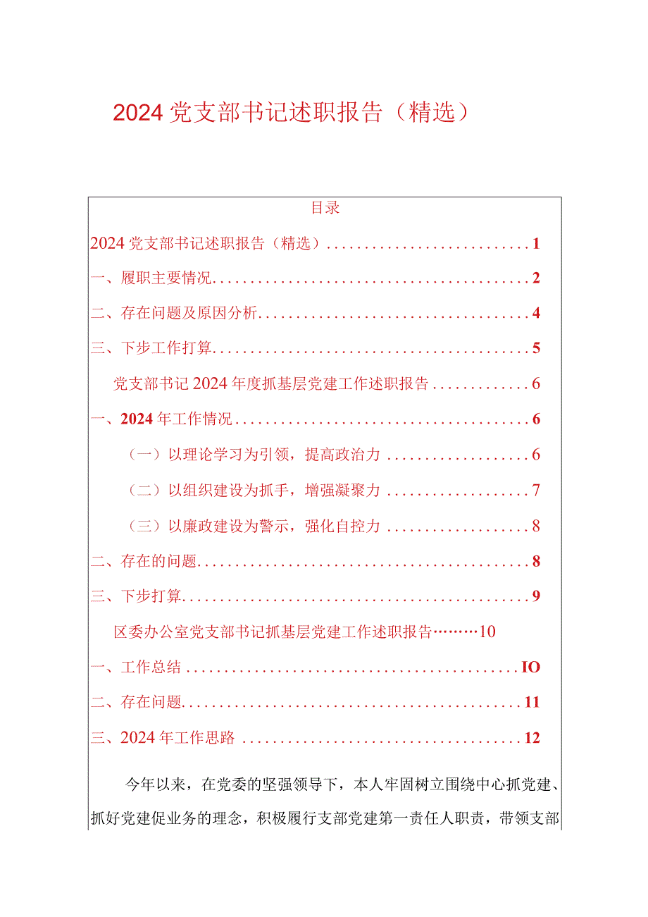 2024党支部书记述职报告（精选）(1).docx_第1页