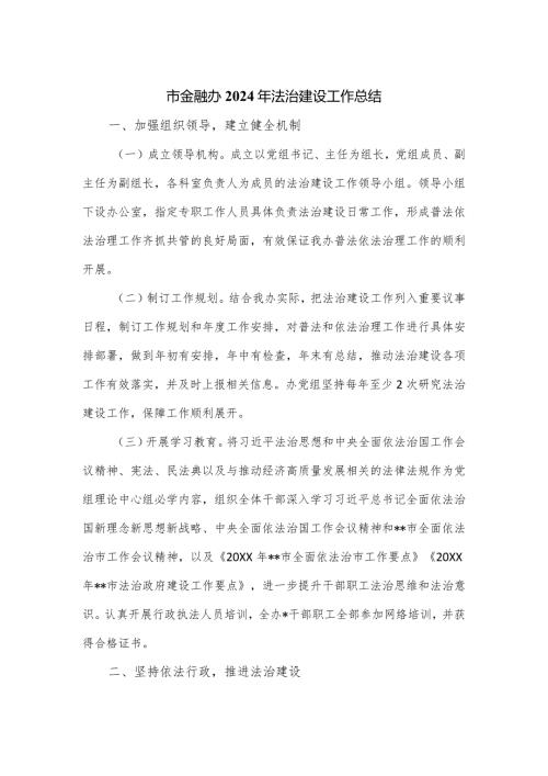 市金融办2024年法治建设工作总结.docx