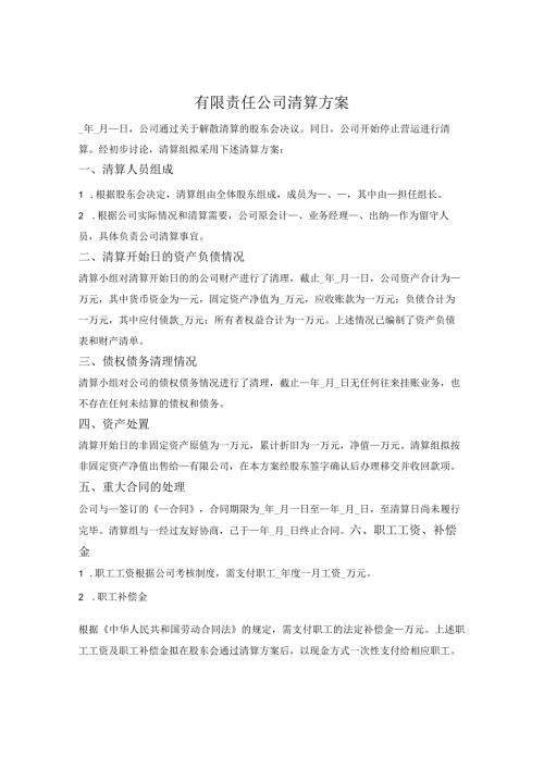 公司清算方案.docx