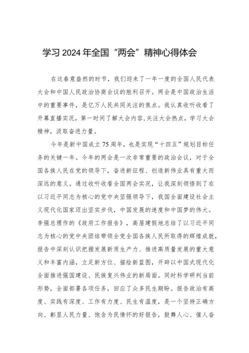 学习2024年全国两会精神心得体会精品范文二十篇.docx