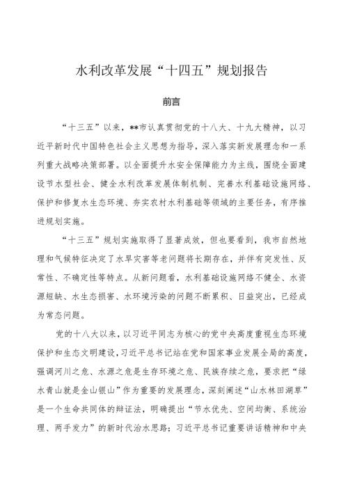 水利改革发展“十四五”规划报告.docx