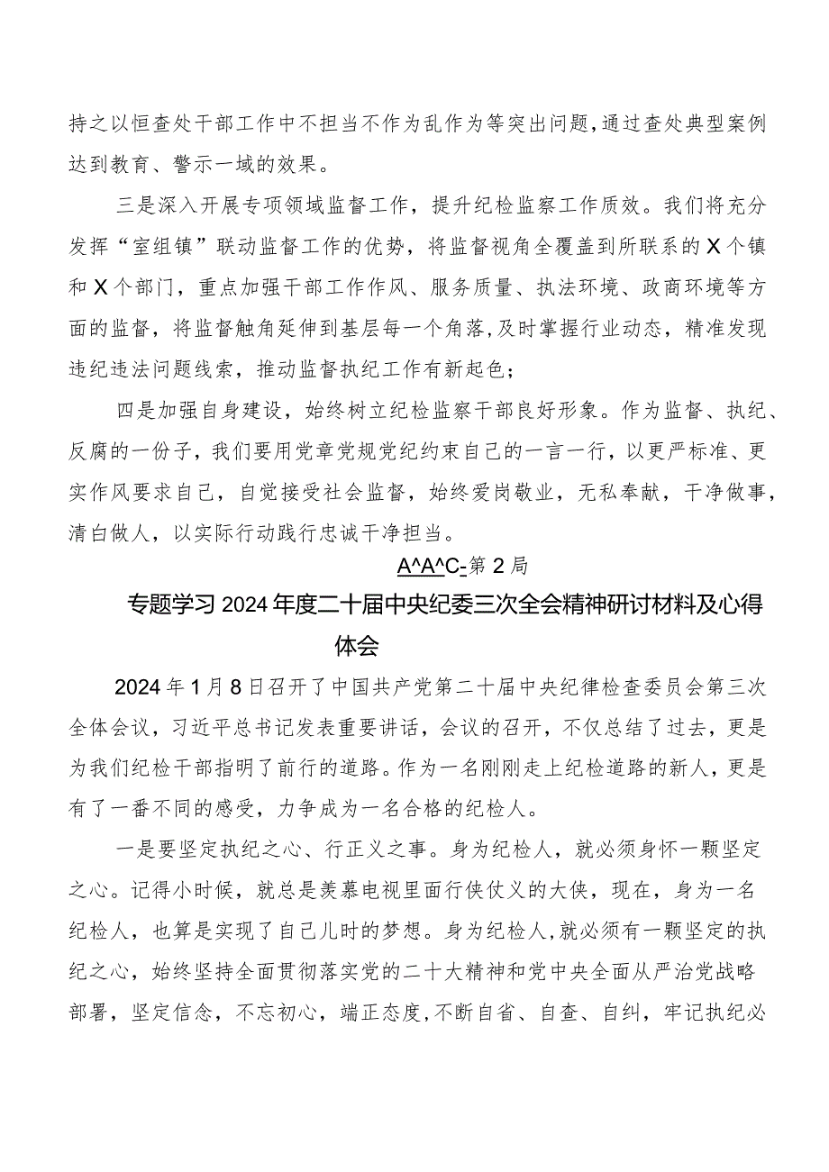（七篇）2024年“二十中央纪委三次全会精神”发言材料、心得体会.docx_第2页