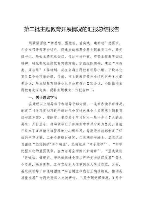 第二批主题教育开展情况的汇报总结报告.docx