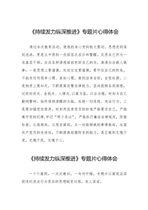 基层干部关于《持续发力 纵深推进》专题片的心得体会35篇.docx