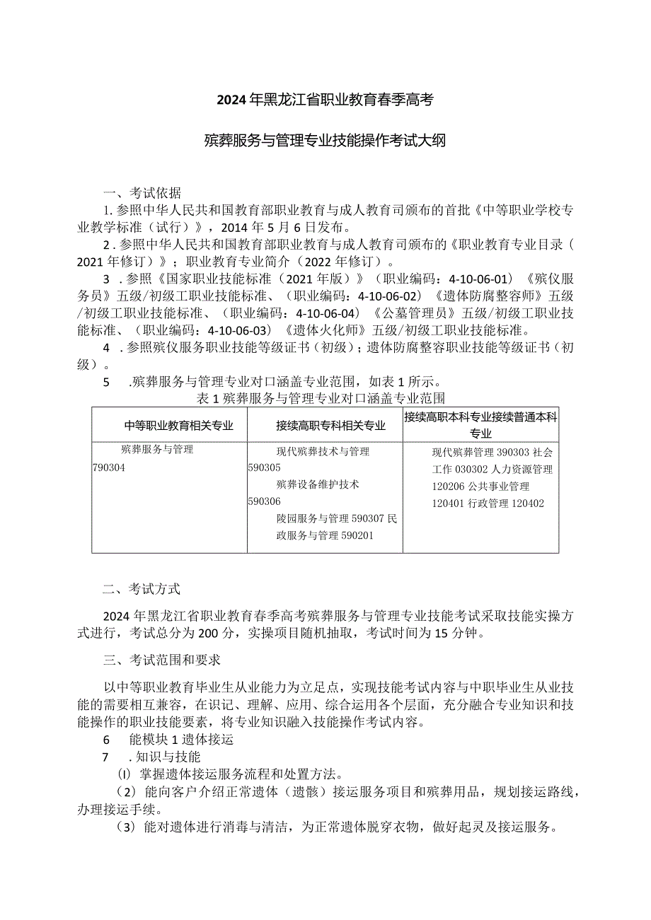 793殡葬服务与管理专业技能操作考试大纲.docx_第1页