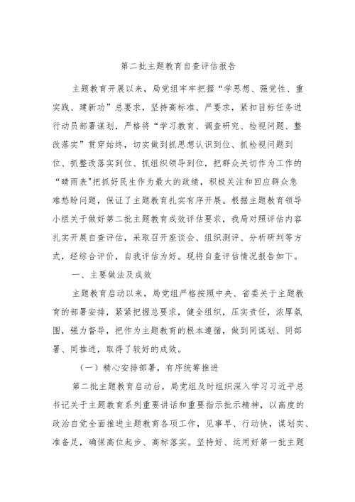 第二批主题教育自查评估报告.docx