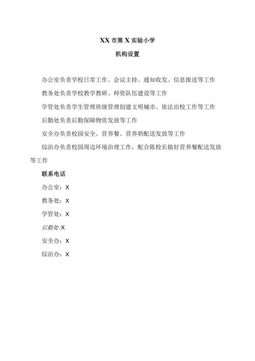 XX市第X实验小学机构设置（2024年）.docx