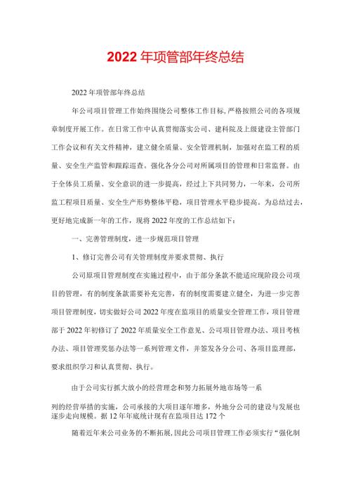 2022年项管部年终总结.docx