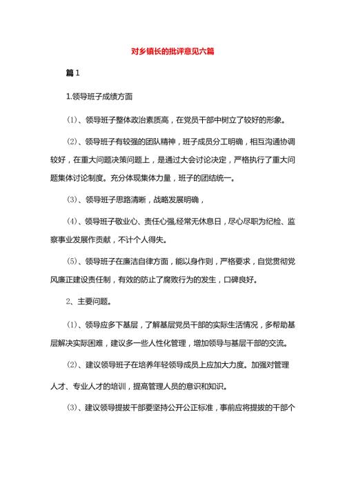 对乡镇长的批评意见六篇.docx