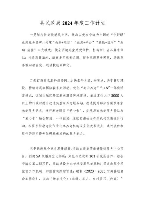 县民政局2024工作计划.docx
