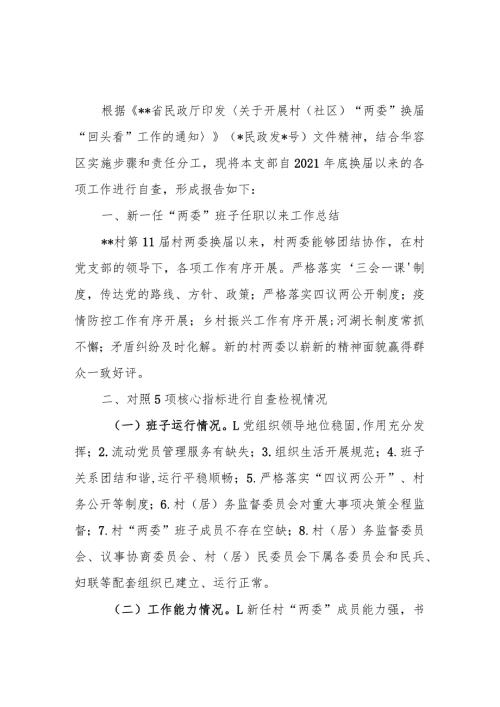 2022年“两委”换“回头看”自查报告.docx