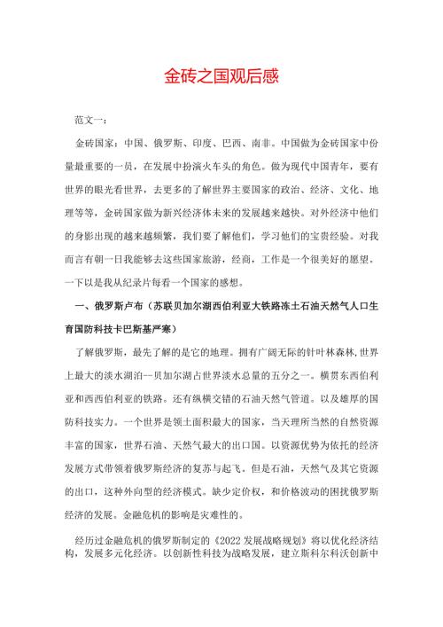金砖之国观后感.docx