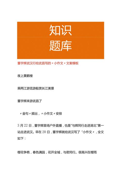 董宇辉武汉行给武昌写的“小作文”文案模板.docx