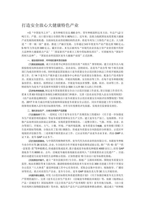 打造安全放心大健康特色产业.docx