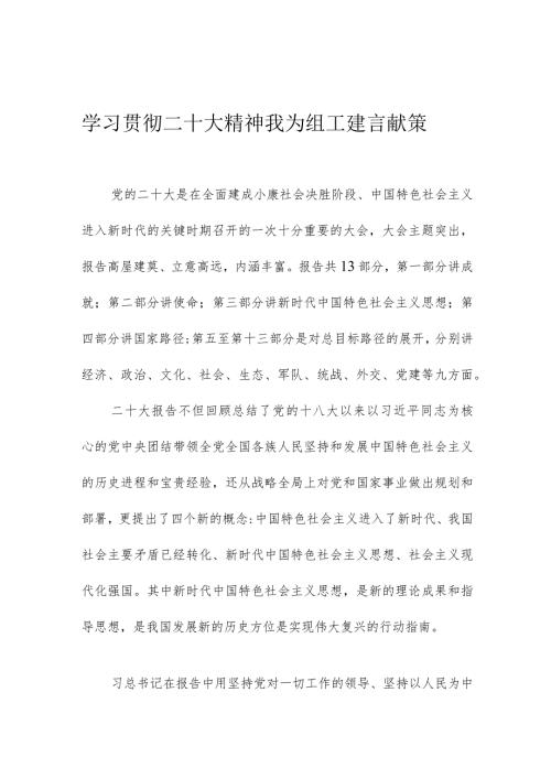 学习贯彻二十大精神我为组工建言献策.docx