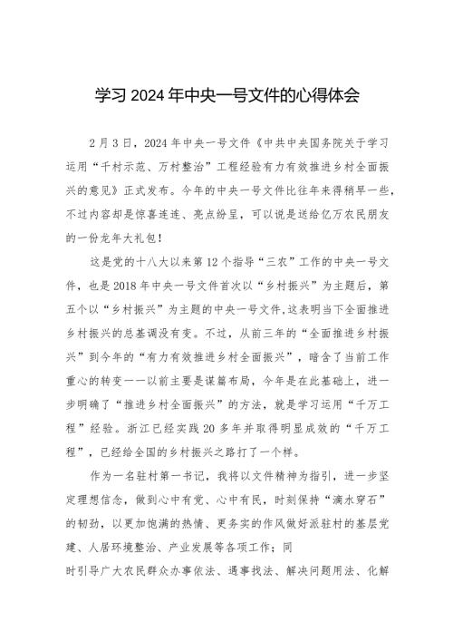 村书记关于学习2024年中央一号文件的心得体会22篇.docx