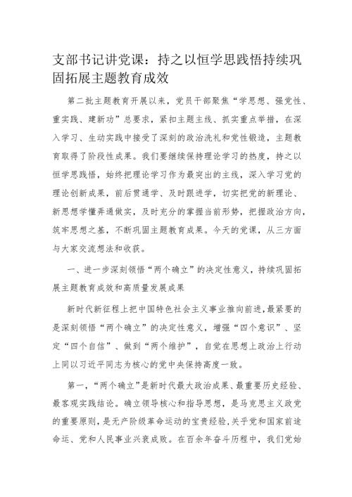 支部书记讲党课：持之以恒学思践悟持续巩固拓展主题教育成效(1).docx