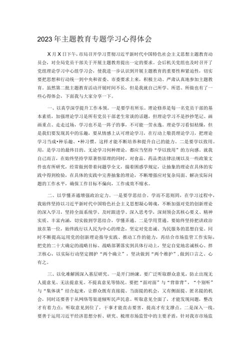 2023年主题教育专题学习心得体会.docx