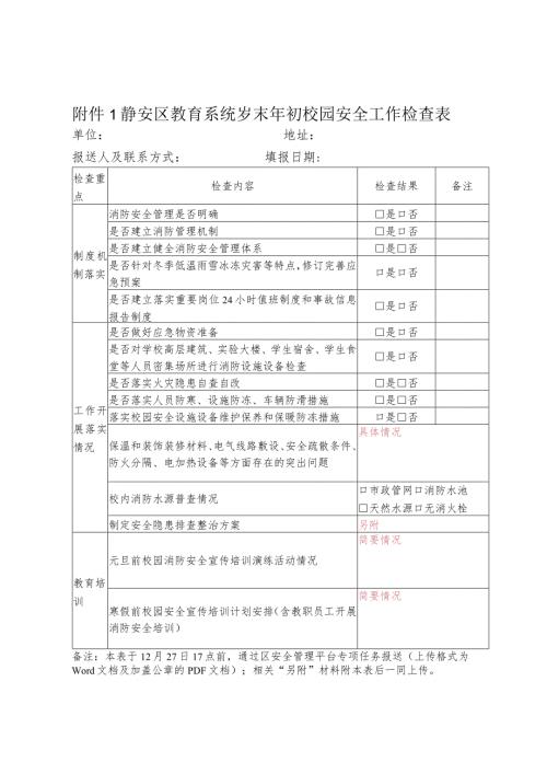 静安区教育系统岁末年初校园安全工作检查表.docx