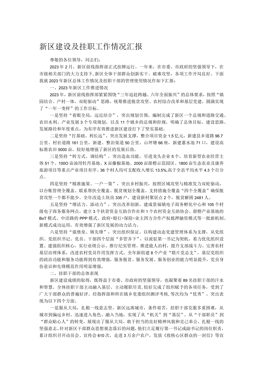 新区建设及挂职工作情况汇报(1).docx_第1页