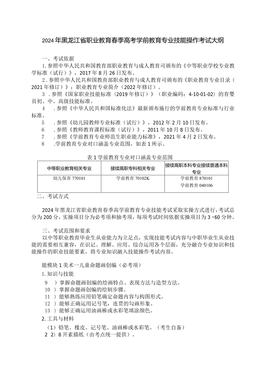 774学前教育专业技能操作考试大纲.docx_第1页
