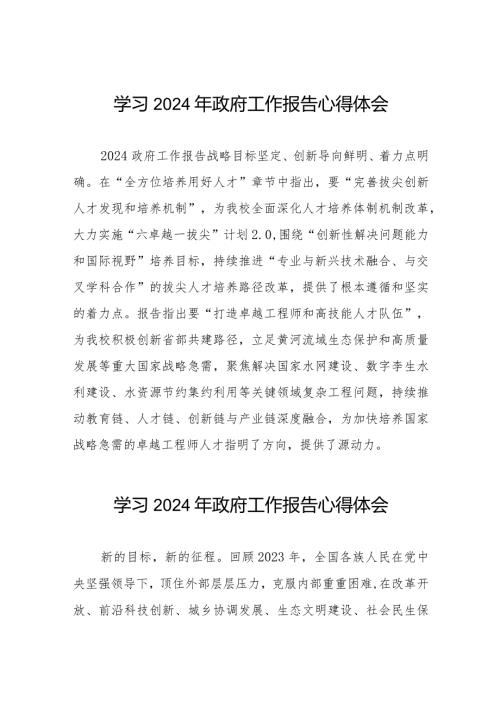 2024年两会政府工作报告的心得体会二十篇.docx
