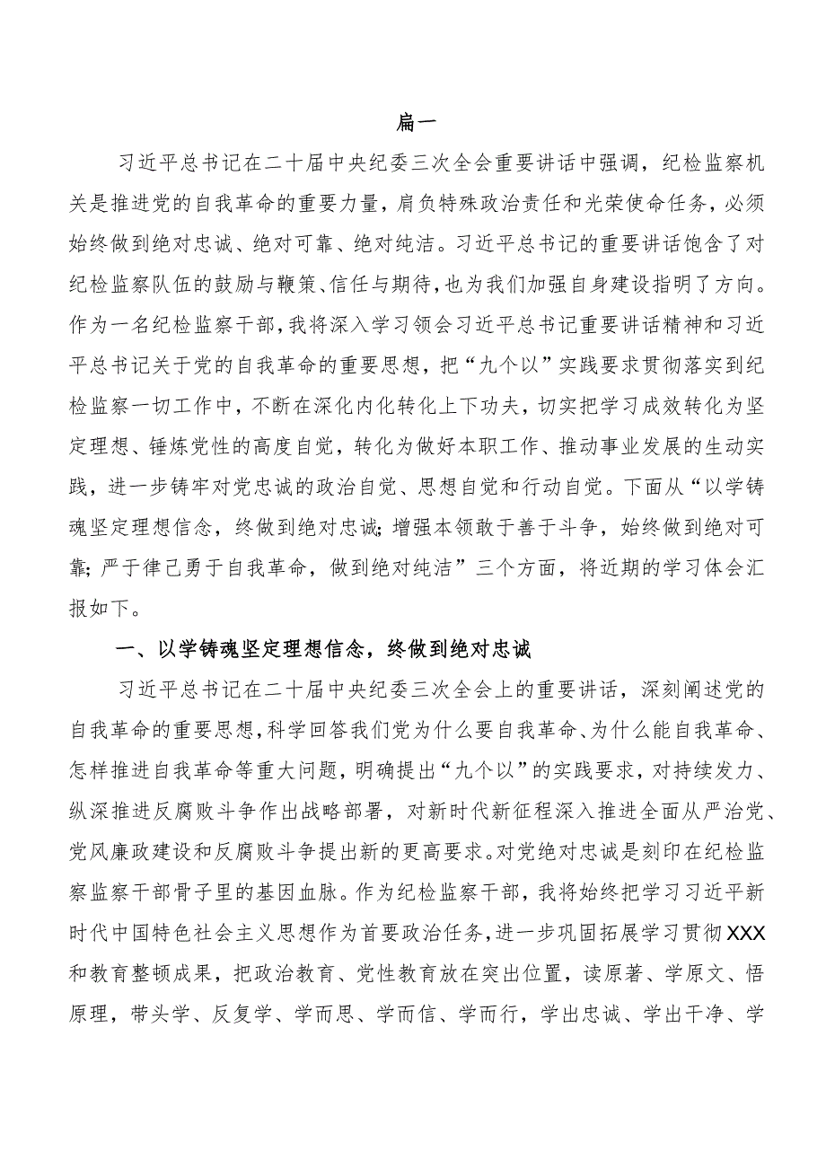 （7篇）集体学习“二十中央纪委三次全会精神”的研讨材料、心得体会.docx_第2页