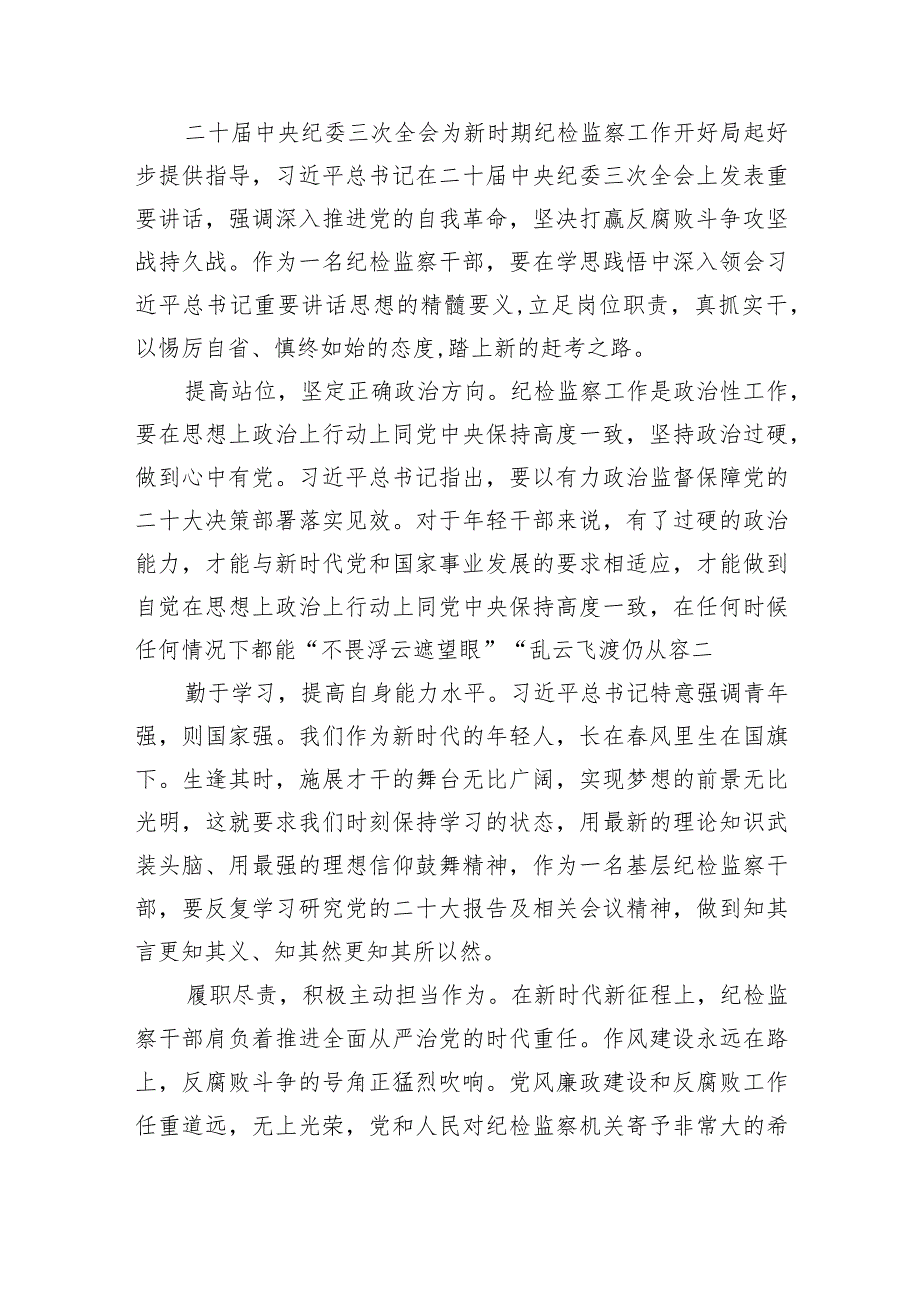 （8篇）学习贯彻二十中央纪委三次全会精神心得体会研讨发言材料.docx_第3页