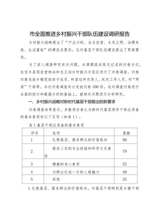 市全面推进乡村振兴干部队伍建设调研报告.docx