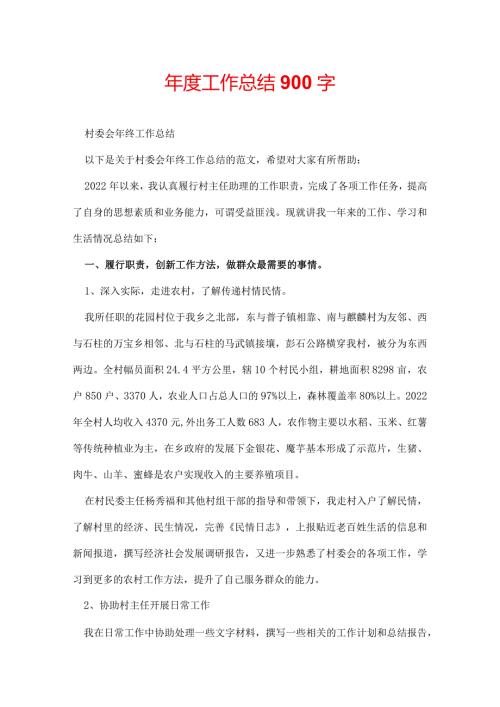 工作总结900字.docx