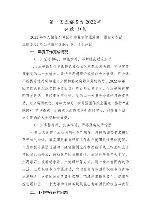 第一团支部书记述职报告.docx