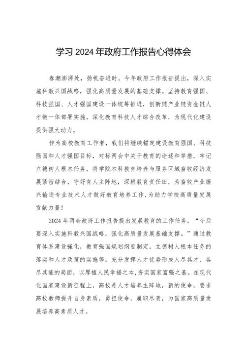 2024年两会学习《政府工作报告》的心得体会40篇.docx