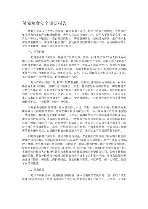保障粮食安全调研报告.docx