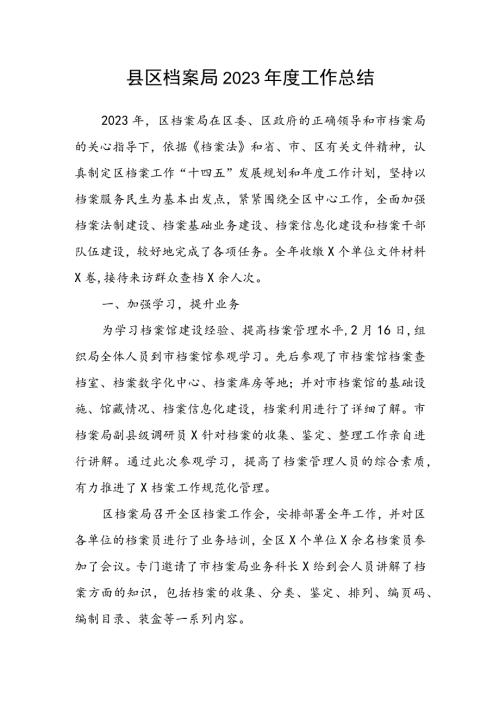 县区档案局2023工作总结(1).docx
