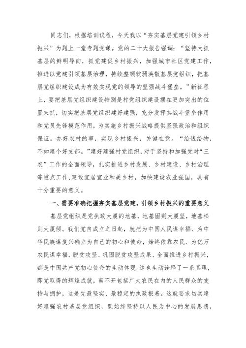 夯实基层党建引领乡村振兴学习讲稿.docx