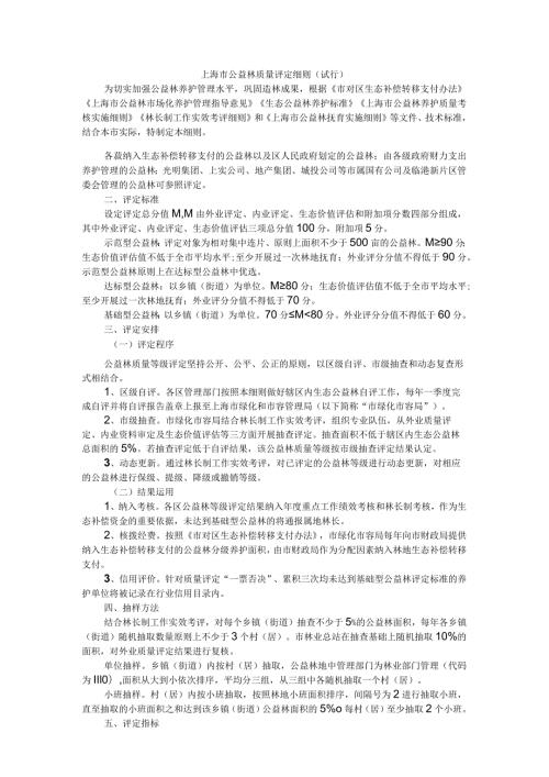 上海市公益林质量评定细则（试行）.docx