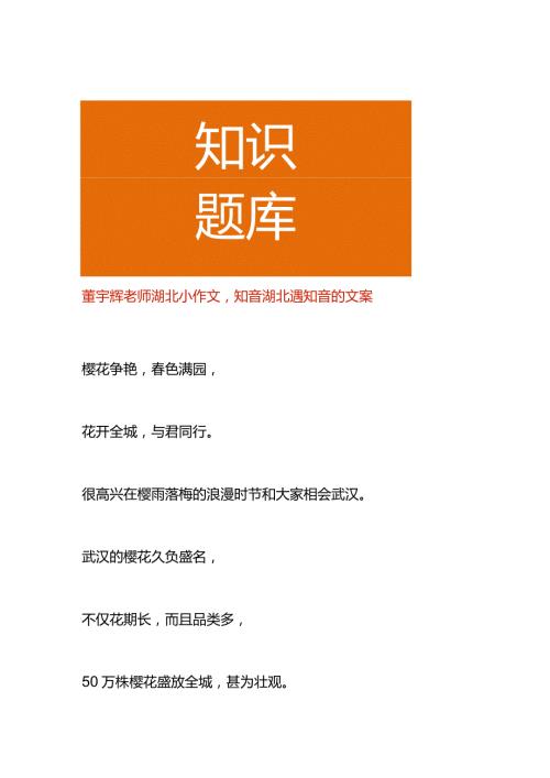 董宇辉老师湖北小作文知音湖北遇知音的文案.docx
