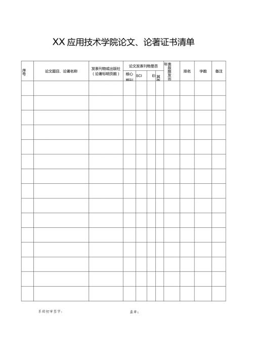 XX应用技术学院论文、论著证书清单（2024年）.docx