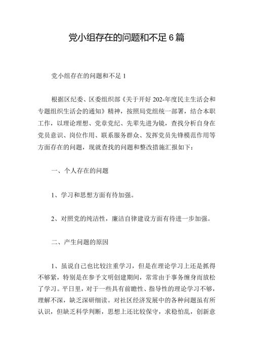 党小组存在的问题和不足6篇.docx