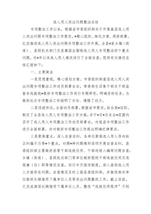 选人用人突出问题整治总结.docx