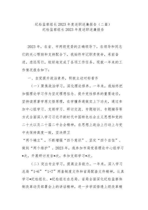 纪检监察组长2023述职述廉报告(二篇).docx