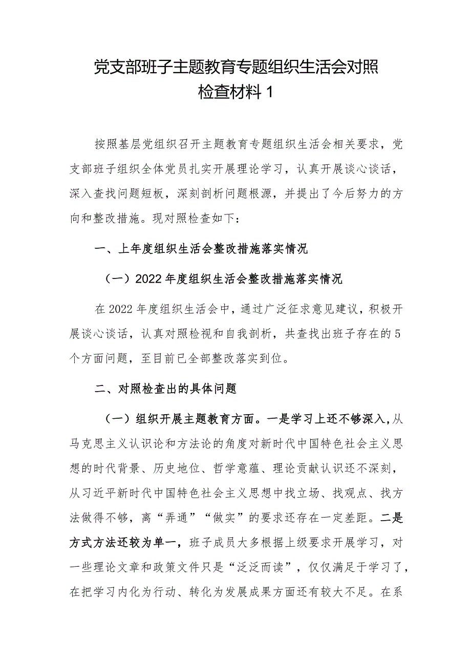 党支部班子2023检视在组织开展专题教育、执行上级组织决定、严格组织生活、加强党员教育管理监督、联系服务群众、抓好自身建设等六个.docx_第2页