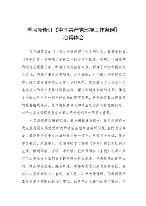街道干部关于学习新修订《中国共产党巡视工作条例》心得体会交流发言5篇.docx