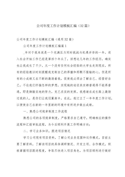 公司工作计划模板汇编（32篇）.docx