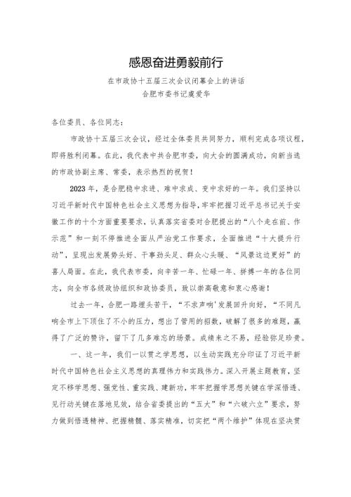 在市政协十五三次会议闭幕会上的讲话.docx