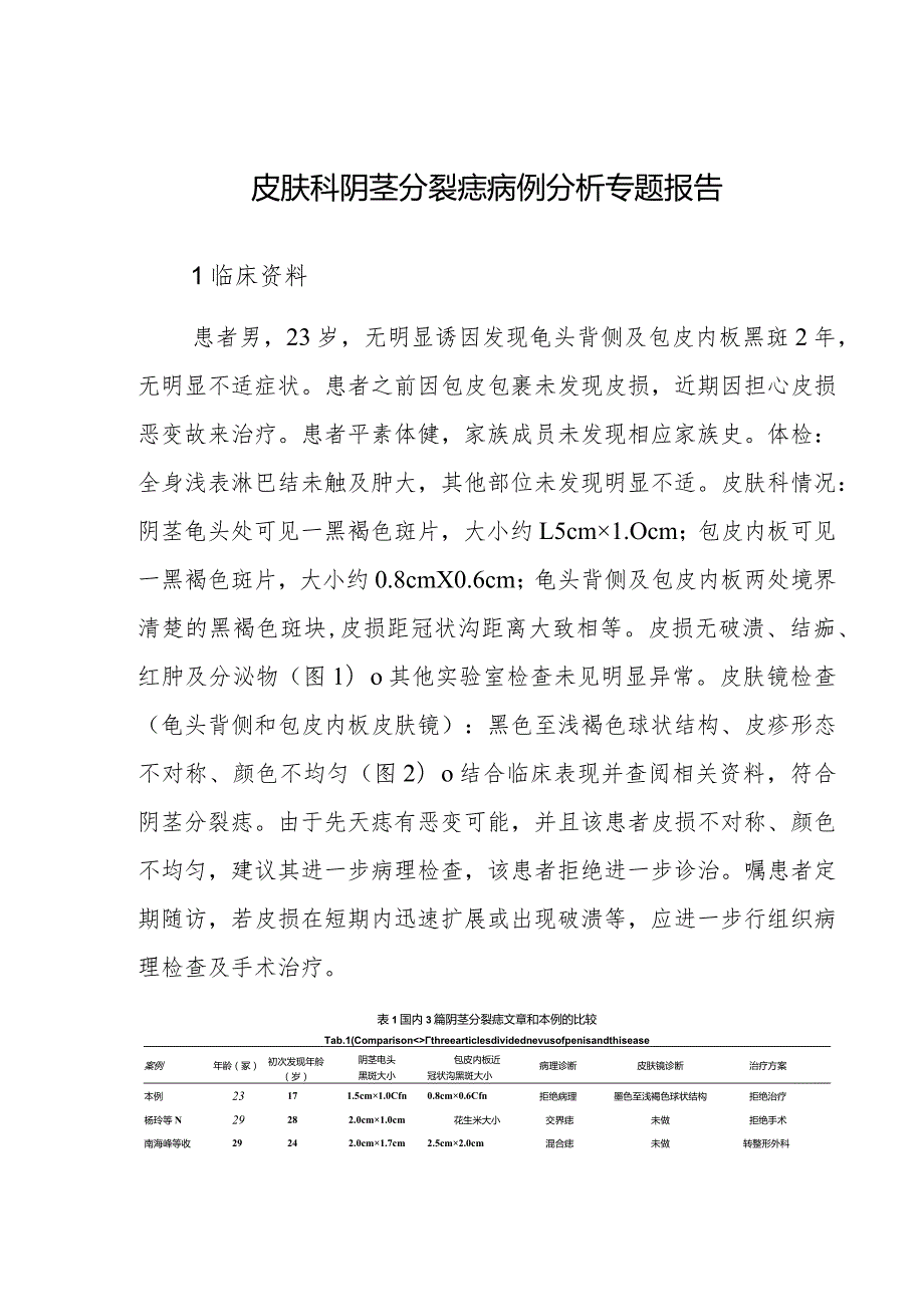 皮肤科阴茎分裂痣病例分析专题报告.docx_第1页