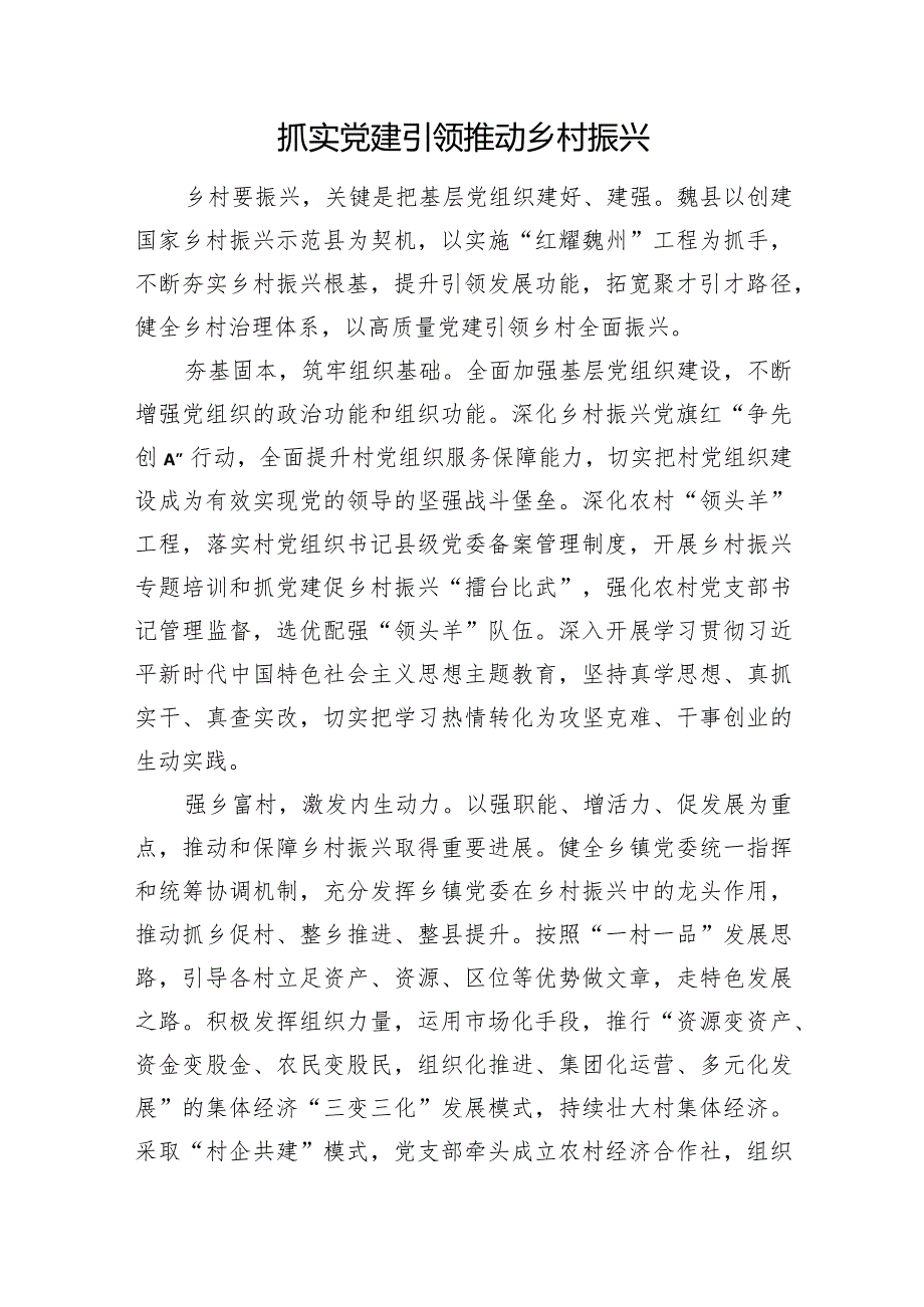 组织部部长在党建引领乡村振兴主题座谈会上的发言材料汇编（17篇）.docx_第2页