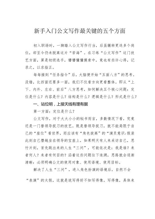 新手入门公文写作最关键的五个方面.docx