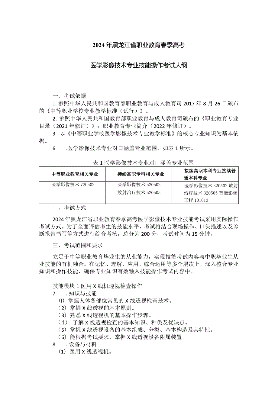 722医学影像技术专业技能操作考试大纲.docx_第1页